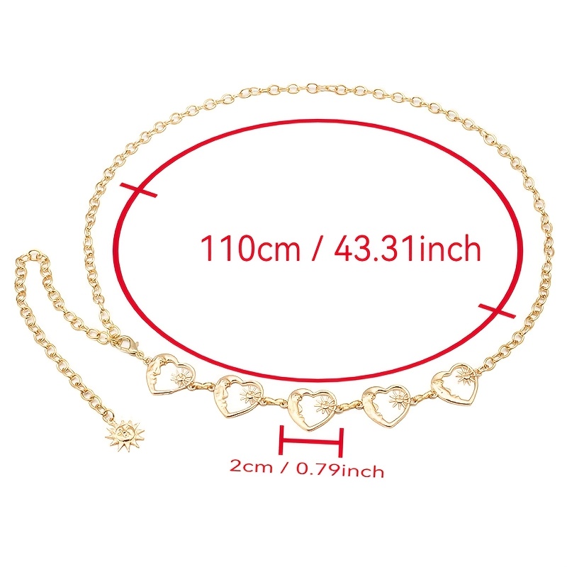 Golden/Silvery Waist Chain with Heart Moon Decor